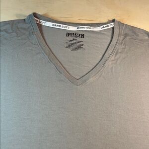 Duluth Trading Co Dang Soft Gray V-Neck Grey Short SleeveTee Sz 2XL